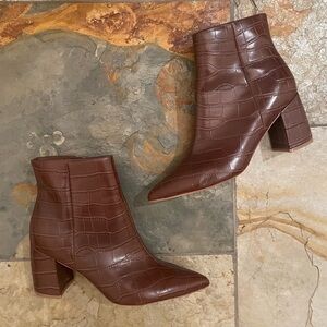 Marc Fisher Pointed Croc Booties 9.5